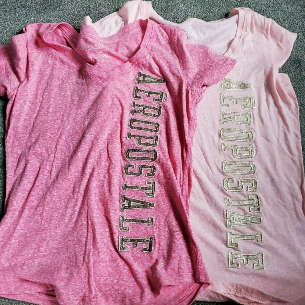 2 Pink Patch Logo V Neck Short Sleeve Shirts